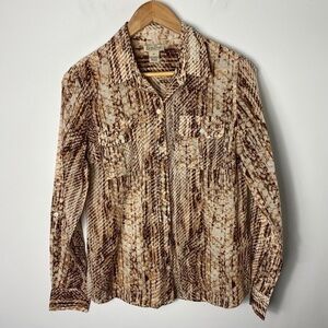 Lucky Brand Reptile Snake Print Cotton Button Down Shirt